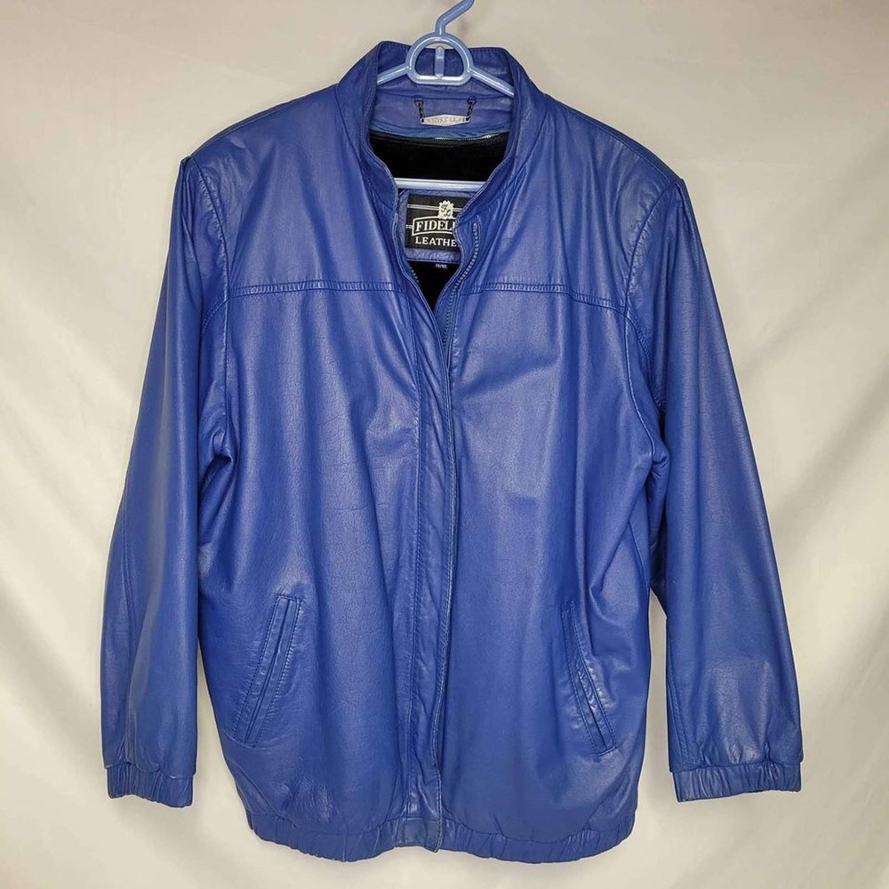 Womans vintage Fidelity leather blue jacket